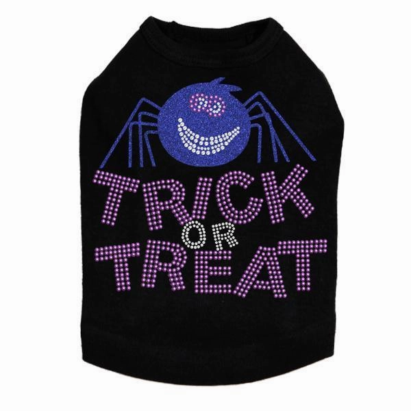 Trick Or Treat Glitter Spider Rhinestone Dog Tank