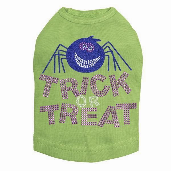 Trick Or Treat Glitter Spider Rhinestone Dog Tank