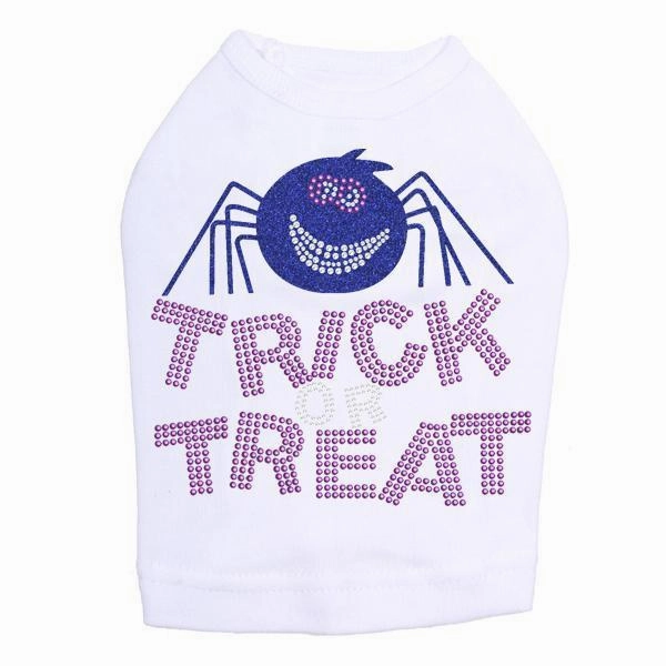 Trick Or Treat Glitter Spider Rhinestone Dog Tank