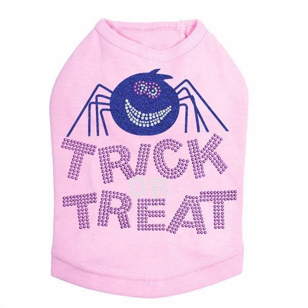 Trick Or Treat Glitter Spider Rhinestone Dog Tank