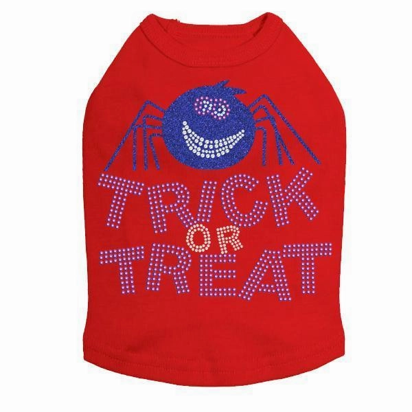 Trick Or Treat Glitter Spider Rhinestone Dog Tank
