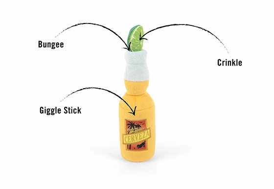 Tropical Paradise Squeaky Plush Dog toys, Canine Cerveza