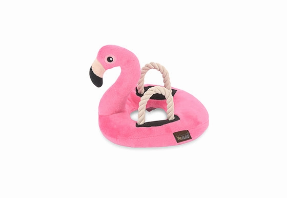 Tropical Paradise Squeaky Plush Dog toys, Flamingo Float