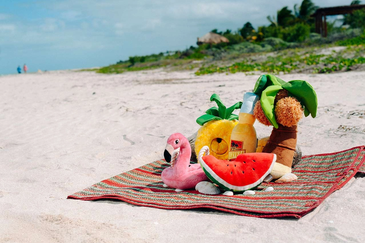 Tropical Paradise Squeaky Plush Dog toys, Puppy Palm
