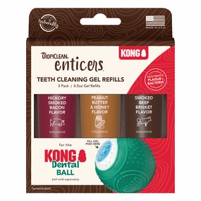 TropiClean Enticers Teeth Cleaning Gel for Dogs - Variety Pack for Kong Dental Ball 0.5oz