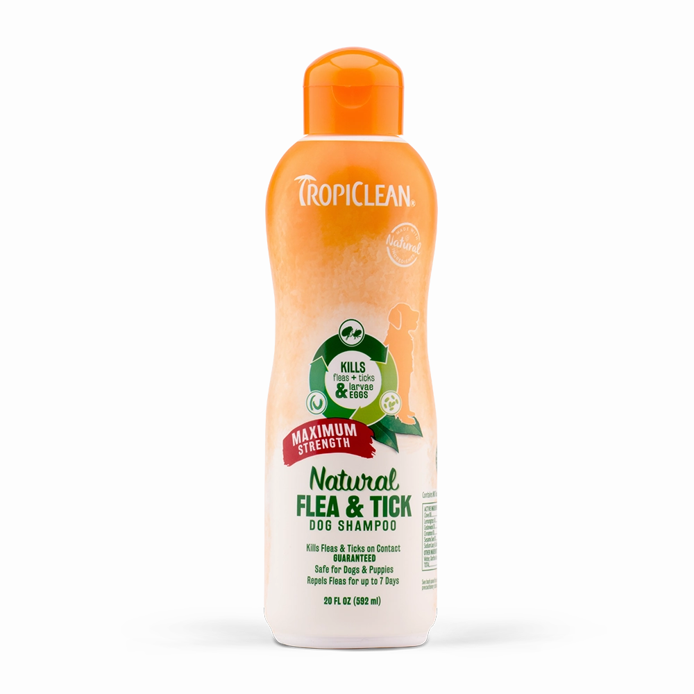 Tropiclean Natural Flea & Tick Shampoo - Maximum Strength for Dogs 20oz