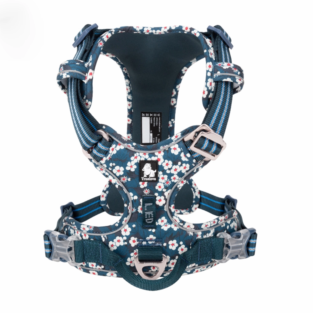 Truelove Floral No Pull 3M Reflective Harness for Dogs (Saxony Blue)