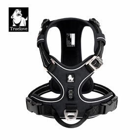 Truelove No Pull Cordura Harness with 3M Reflective Material for Dogs (Black)