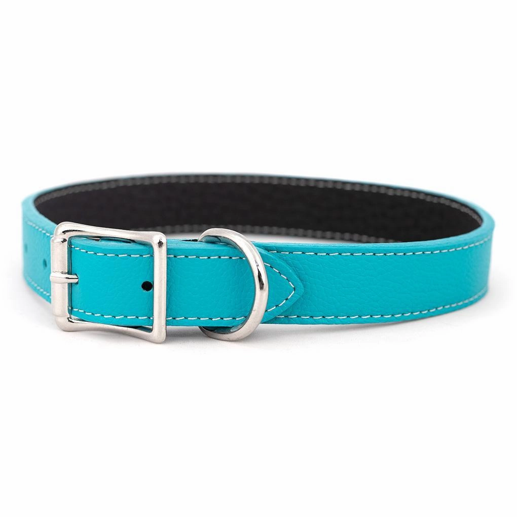 Tuscan Leather Dog Collar Turquoise