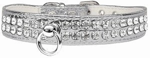 Two Row Rhinestone Designer Croc Dog Collar in Blue