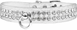Two Row Rhinestone Designer Croc Dog Collar in Blue
