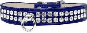 Two Row Rhinestone Designer Croc Dog Collar in Blue