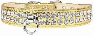 Two Row Rhinestone Designer Croc Dog Collar in Blue