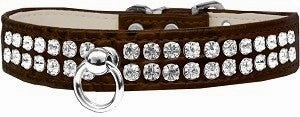 Two Row Rhinestone Designer Croc Dog Collar in Blue