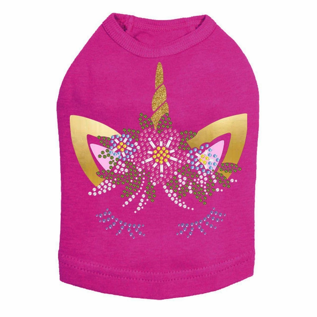 Unicorn With Flowers Rhinestone Dog Tank