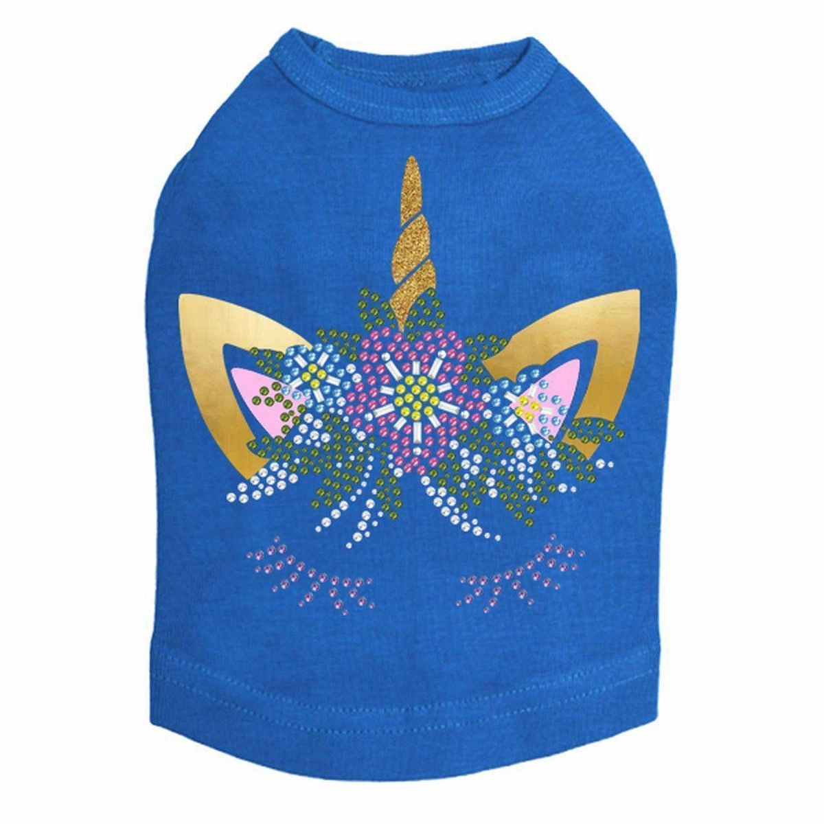 Unicorn With Flowers Rhinestone Dog Tank