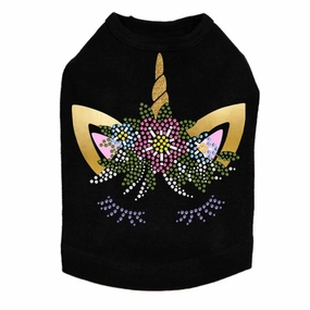 Unicorn With Flowers Rhinestone Dog Tank