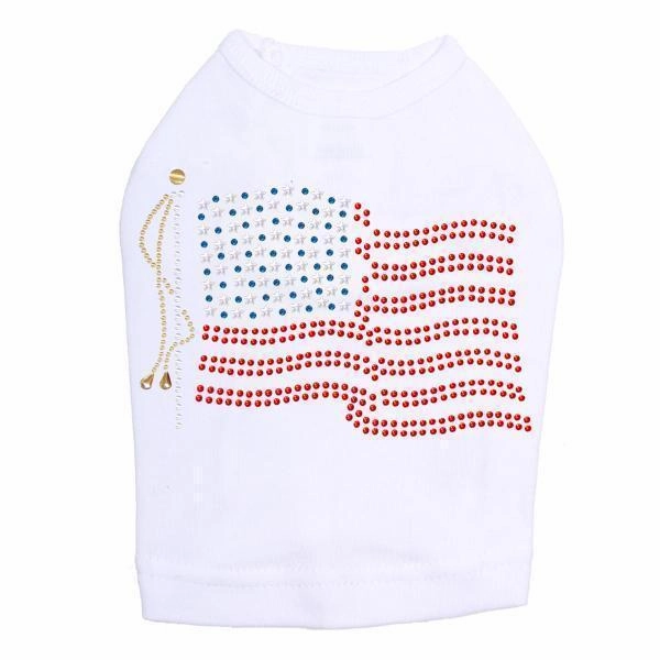 USA Flag Rhinestone Dog Tank