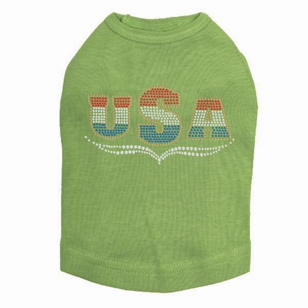 USA Rhinestone Dog Tank