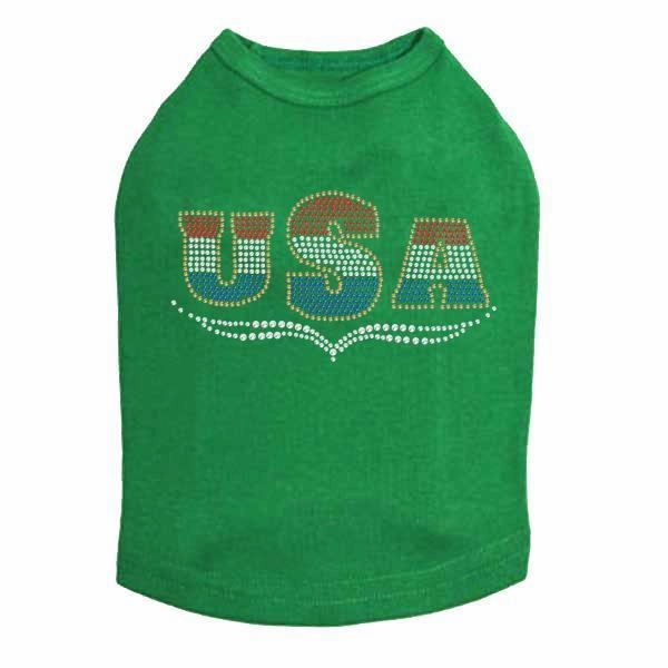 USA Rhinestone Dog Tank