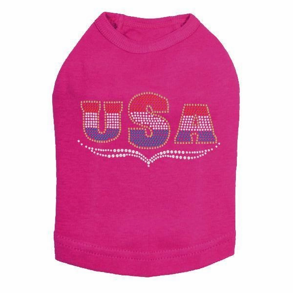 USA Rhinestone Dog Tank