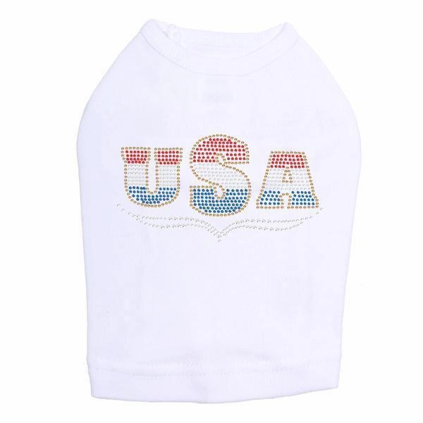 USA Rhinestone Dog Tank