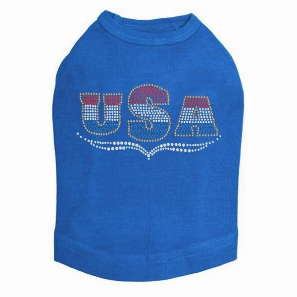 USA Rhinestone Dog Tank