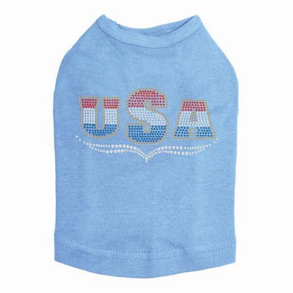 USA Rhinestone Dog Tank