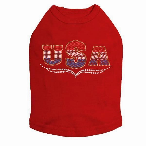 USA Rhinestone Dog Tank