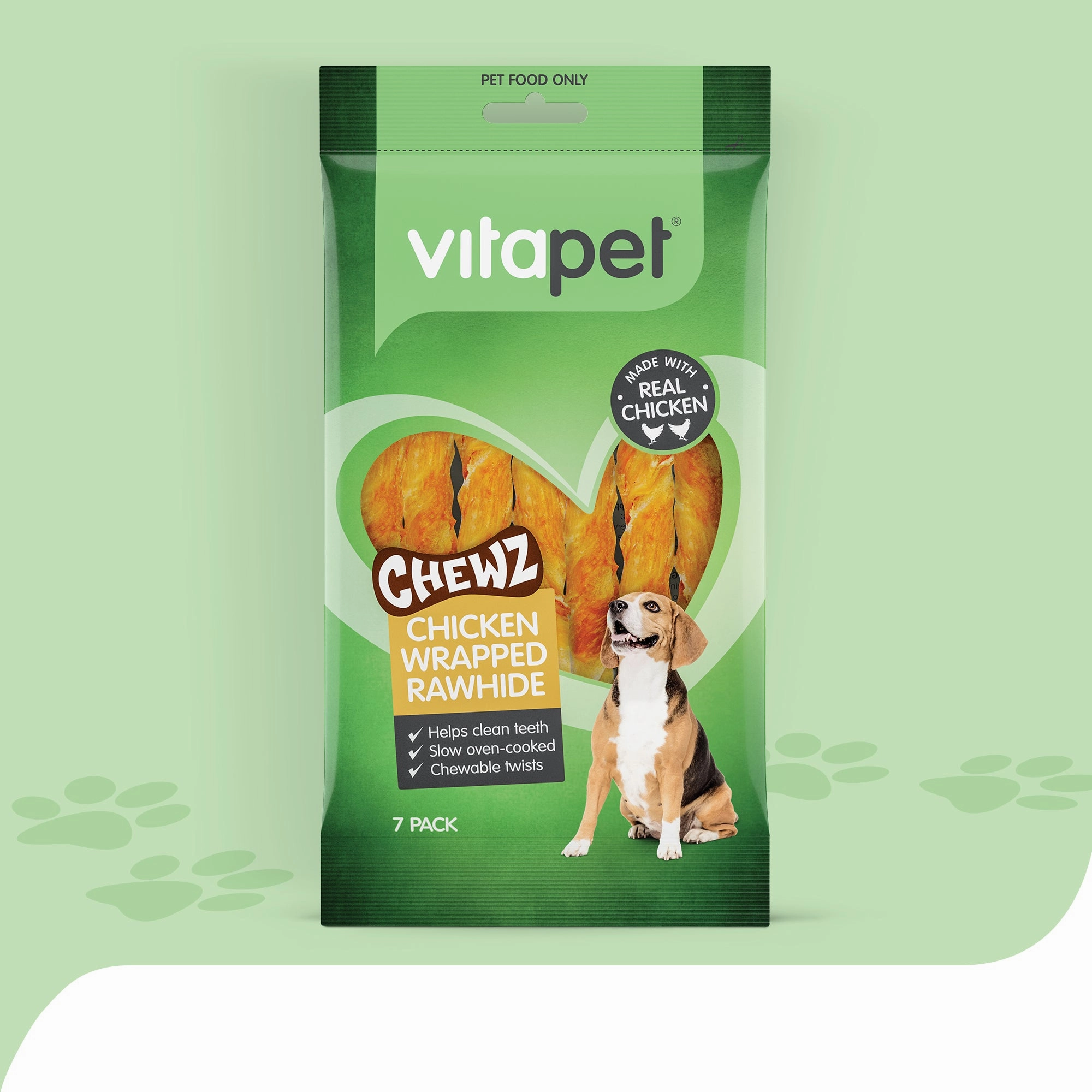 VitaPet - Chewz Chicken Wrapped Rawhide Twist Dog Treat (7pk)