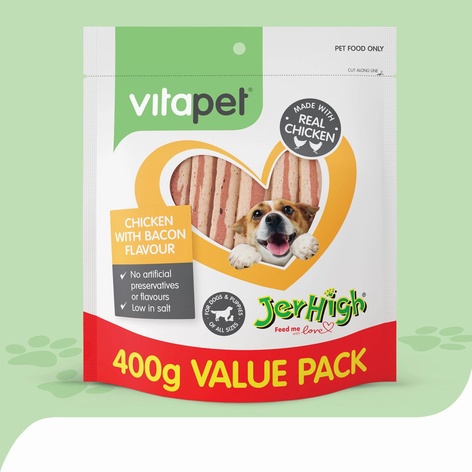 VitaPet - JerHigh Chicken Bacon Strips Dog Treats (400g)