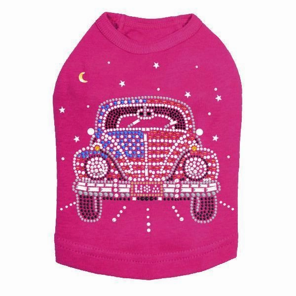 Volkswagen Red, White And Blue Rhinestone Dog Tank