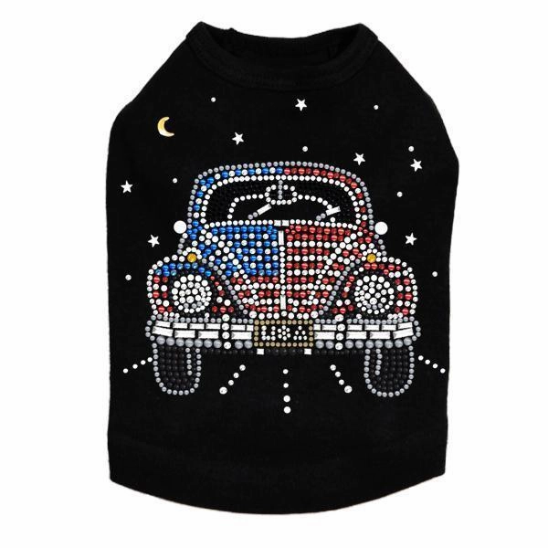 Volkswagen Red, White And Blue Rhinestone Dog Tank