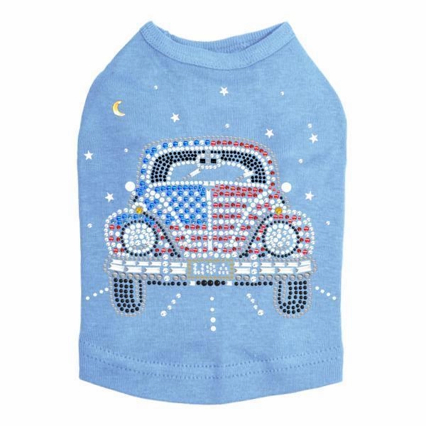 Volkswagen Red, White And Blue Rhinestone Dog Tank