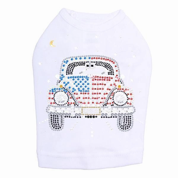 Volkswagen Red, White And Blue Rhinestone Dog Tank