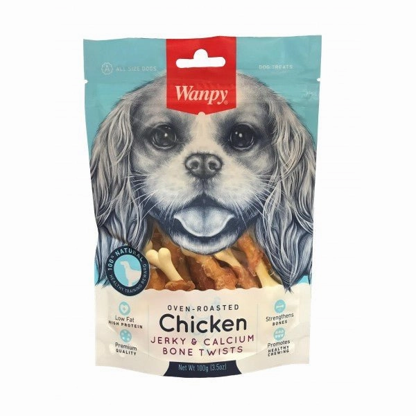 Wanpy Chicken Jerky & Calcium Bone Twists Dog Treat