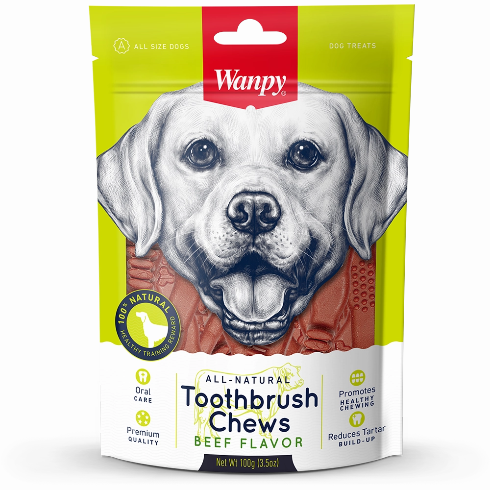 Wanpy Dog All Natural Toothbrush Chews Beef Flavor 100g