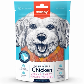Wanpy Dog Oven-Roasted Chicken Jerky & Sweet Potato Twisted 100g