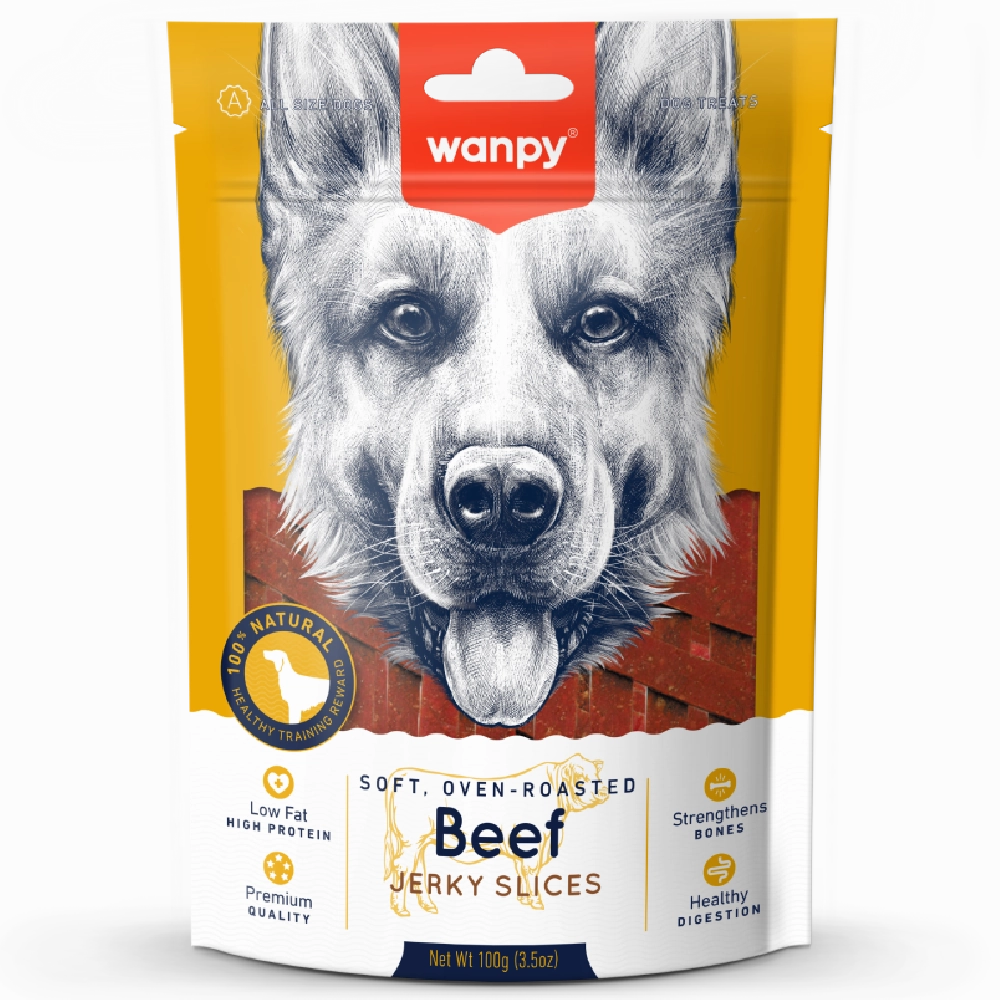 Wanpy Dog Soft Oven-Roasted Beef Jerky Slices 100g