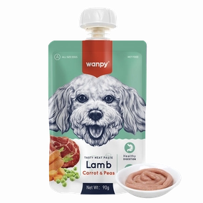 Wanpy Dog Tasty Meat Paste Lamb Carrot & Peas 90g