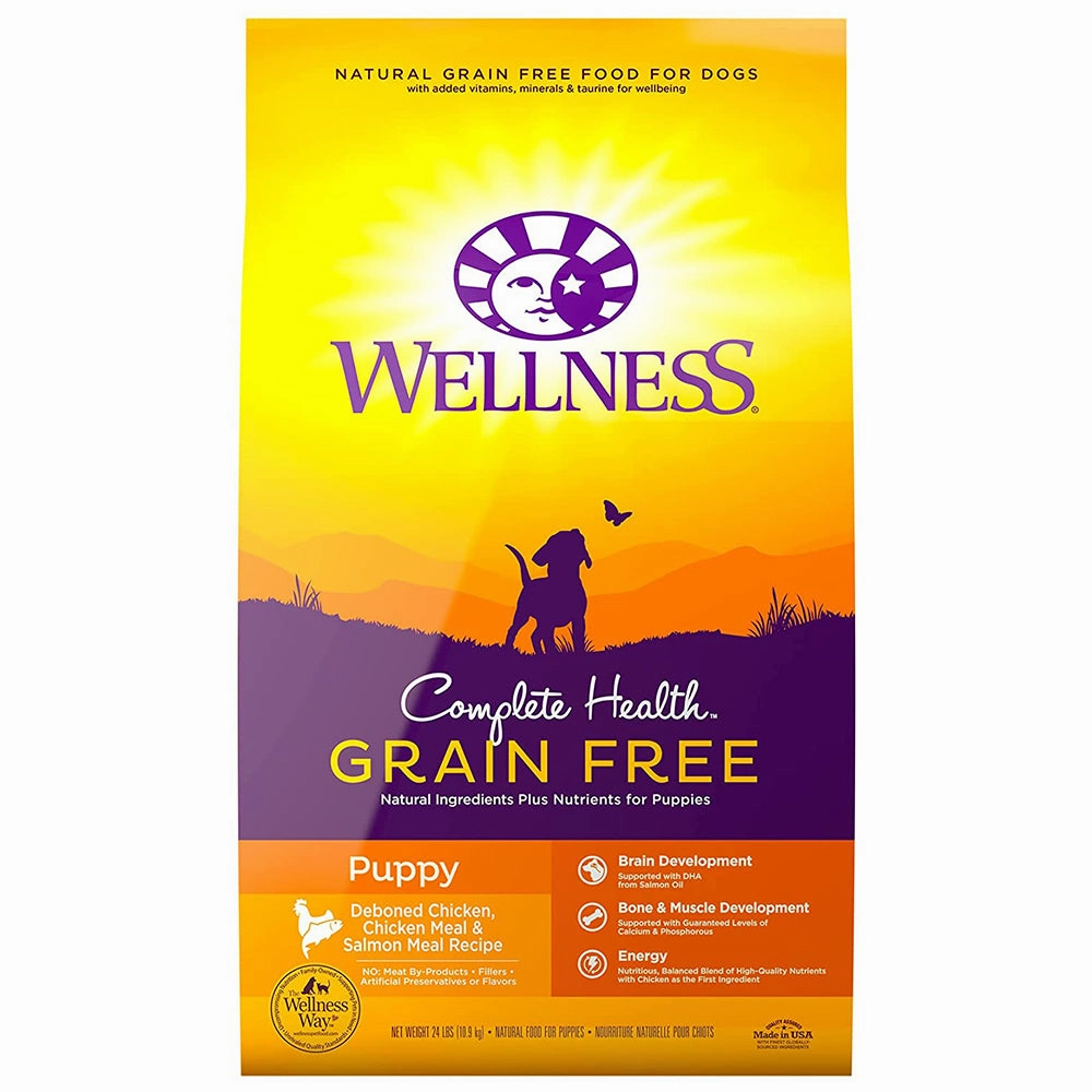Wellness Dog Complete Health Grain Free Puppy Deboned Chicken, Chicken & Salmon Meal Recipe 24lb