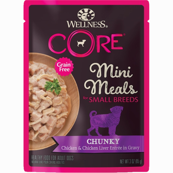 Wellness Dog Core Small Breed Mini Meals - Chunky Chicken & Chicken Liver Entree in Gravy 3oz