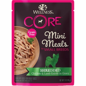 Wellness Dog Core Small Breed Mini Meals - Shredded Chicken & Lamb Entree in Gravy 3oz