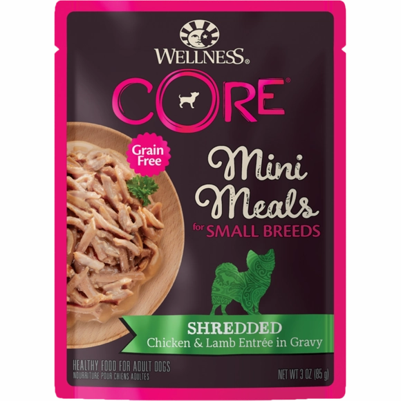 Wellness Dog Core Small Breed Mini Meals - Shredded Chicken & Lamb Entree in Gravy 3oz