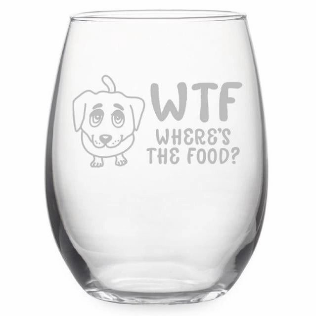 Where's The Food Stemless Wine Glasses, Set Of 4