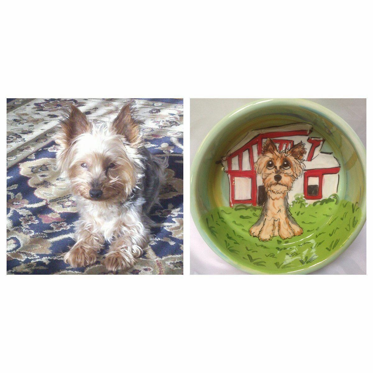 Whimsical Custom Portrait Dog Bowl
