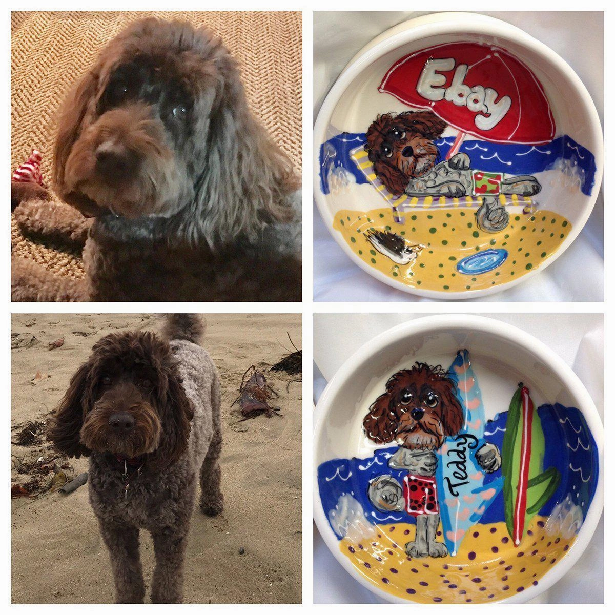 Whimsical Custom Portrait Dog Bowl