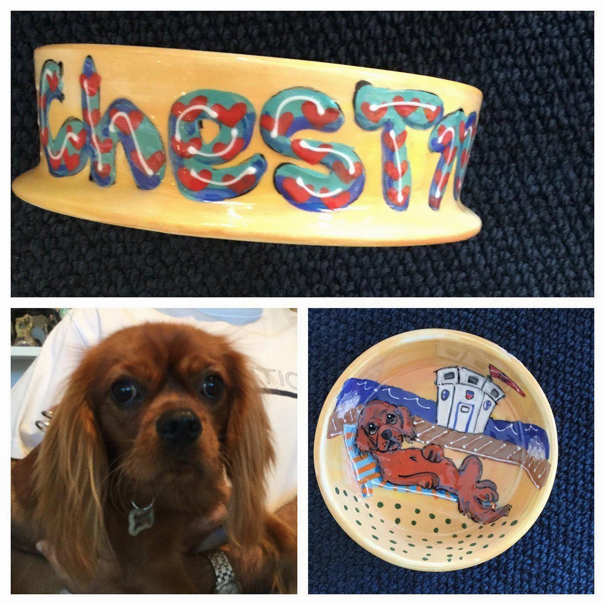 Whimsical Custom Portrait Dog Bowl