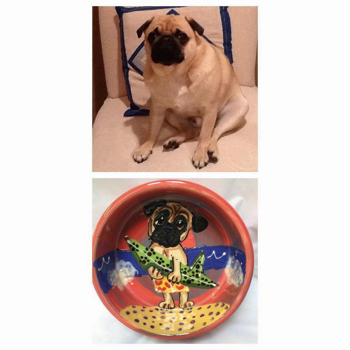 Whimsical Custom Portrait Dog Bowl