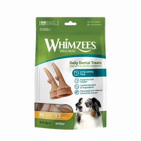 Whimzees All Natural Dental Treats for Dogs Antler M 12pcs